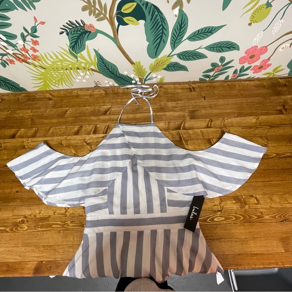 Lulu’s The Wind Is Right Blue and White Striped Off-the-Shoulder Dress *NWT* - Picture 10 of 11